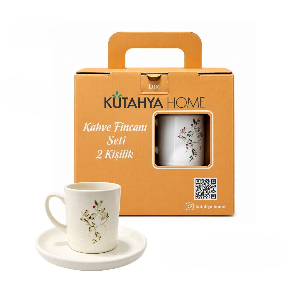 KÜTAHYA HOME SERAMİK FLORA 2 KİŞİLİK KAHVE TAKIMI ( ÇANTA KUTU )