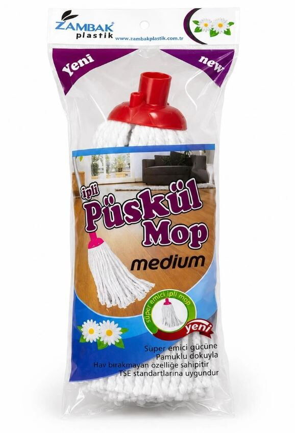 ZAMBAK MEDİUM İPLİ PÜSKÜL MOP