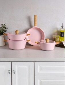 PEROTTİ DANİSH COOK PEMBE İNDÜKSİYON TABANLI 7 PARÇA TENCERE SETİ