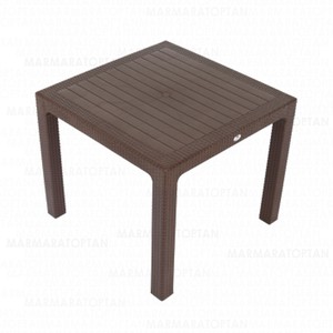  SAĞLAM MANDELLA ELİT CAMSIZ KAHVE RATTAN MASA 90x90cm