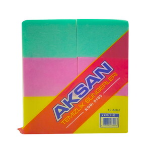  TEMSAN TESA AKSAN  RENKLİ EKO TEMİZLİK SÜNGERİ AKSAN 12'Lİ PKT.
