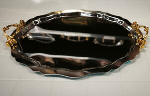  ÖZEL HOME ELİPS GOLD & GÜMÜŞ KULPLU TEPSİ