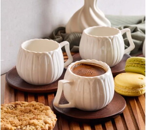 PEROTTİ 6'LI AKASYA TABAKLI DARK KAHVE FİNCAN TAKIMI