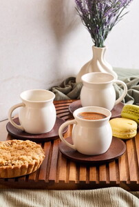 PEROTTİ 6'LI AKASYA TABAKLI DARK KAHVE FİNCAN TAKIMI