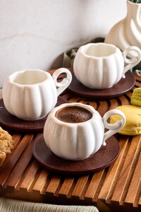 PEROTTİ 1301040002 6'LI AKASYA TABAKLI DARK KAHVE FİNCAN TAKIMI