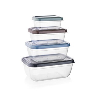  QS QUALİTY QUA COLOR DİKDÖRTGEN 4'LÜ SAKLAMA KABI SETİ (2300ml/1400ml/800ml/400ml)
