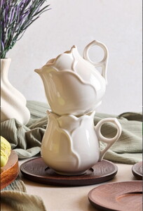 PEROTTİ 6'LI AKASYA TABAKLI DARK KAHVE FİNCAN TAKIMI