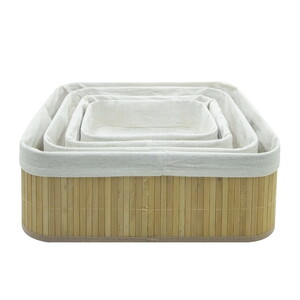 KRD HOME BAMBU DİKDÖRTGEN 4\'LÜ HASIR SEPET
