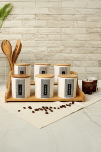 TUTKU AHŞAP STANDLI 6'LI BAHARAT SETİ