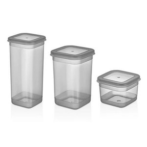 ORGANİZER SIMPLE GIDA SAKLAMA KABI 3\'LÜ SET GREY(600-1300-1900ml)