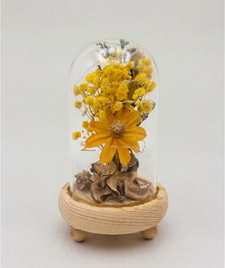 PRETTY HOME AHŞAP ÜSTÜ CAM FANUS IŞIKLI ÇİÇEK 8.5x16cm