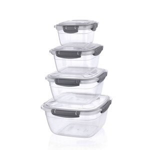  QS QUALİTY QUA COLOR KARE SIZDIRMAZ 4'LÜ  SAKLAMA KABI SETİ (2400ml/1500ml/900ml/500ml)