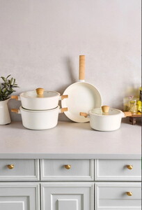 PEROTTİ DANİSH COOK KREM İNDÜKSİYON TABANLI 7 PARÇA TENCERE SETİ