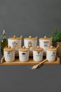 TUTKU AHŞAP STANDLI PERA 7'Lİ BAHARAT SETİ