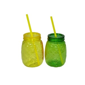 AKAY ANANAS PİPETLİ BARDAK YEŞİL-SARI