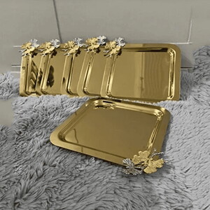 ÖZEL HOME KARE KELEBEKLİ GOLD TEPSİ