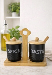 TUTKU AHŞAP STANDLI 2'Lİ BAHARAT SETİ