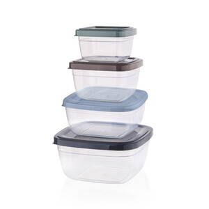  QS QUALİTY QUA COLOR KARE 4'LÜ SAKLAMA KABI SETİ (2400ml/1500ml/900ml/500ml)