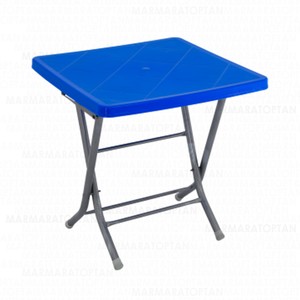  SAĞLAM MANDELLA METAL KATLANIR AYAK MAVİ MASA 80cmx80cm