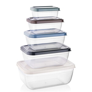  QS QUALİTY QUA COLOR DİKDÖRTGEN 5'Lİ  SAKLAMA KABI SETİ (4000ml/2300ml/1400ml/800ml/400ml)