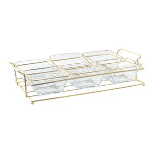 GLASSCOM METALOVE KAREN 6\'LI SUNUMLUK ŞEFFAF GOLD RIM