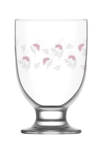 LAV LOVELY PEMBE ÇİÇEKLİ 3'LÜ AYAKLI MEŞRUBAT BARDAĞI 290cc