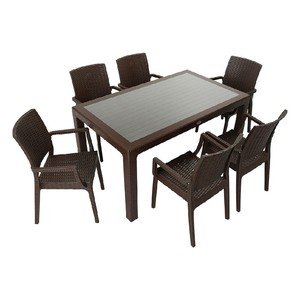 SAĞLAM MANDELLA ELİT ANTRASİT CAMSIZ RATTAN MASA 90x150cm