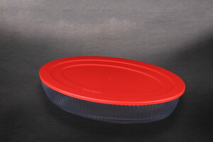 BORART RENKLİ KAPAKLI BÜYÜK OPTİK DESENLİ OVAL TEPSİ