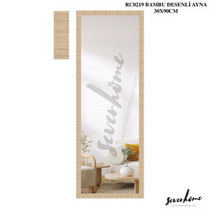  SEVER BAMBU DESENLİ DİKDÖRTGEN AYNA 30x90cmx