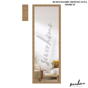  SEVER BAMBU DESENLİ DİKDÖRTGEN AYNA 30x90cmx