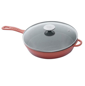 SÜREL YUVARLAK CAM KAPAKLI DÜZ TAVA SATEN BORDO 28cm