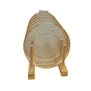 GLASSCOM ZELAZO DESEN 16cm TEK TUTMAÇLI 6\'LI DİK TABAK ALTIN YALDIZLI