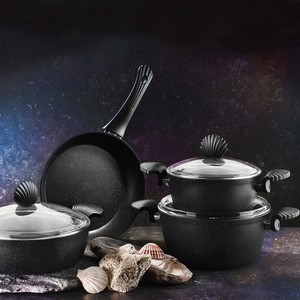 BRİLLANT PETRA GRANİT TENCERE SETİ 7 PARÇA SİYAH