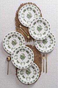 RUBİ PORSELEN FLOWERS GREEN 6'LI SERVİS TABAĞI