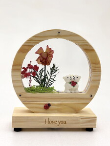 PRETTY HOME AHŞAP İÇİ CAM LEDLİ ÇİÇEK