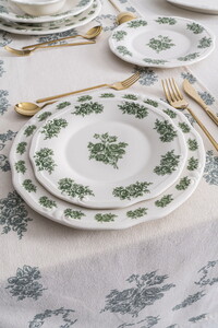 RUBİ PORSELEN FLOWERS GREEN 6'LI PASTA TABAĞI