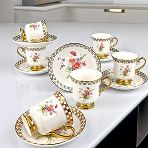 KOSOVA LAUREL 6'LI AYAKLI KAHVE FİNCAN TAKIMI 90cc