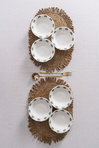  RUBİ PORSELEN FLOWERS GREEN 6'LI ÇORBA TABAĞI