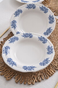 RUBİ PORSELEN FLOWERS BLUE 6'LI YEMEK TABAĞI