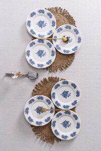  RUBİ PORSELEN FLOWERS BLUE 6'LI PASTA TABAĞI