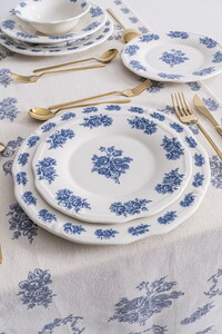 RUBİ PORSELEN FLOWERS BLUE 6'LI PASTA TABAĞI