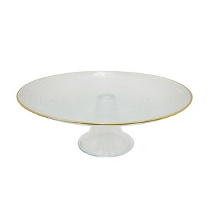  GLASSCOM IP DESEN 28cm SERVİS TABAĞI ŞEFFAF GOLD RIM