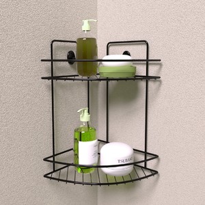 ZENDA METAL 2 KATLI  BANYO RAFI SİYAH(VİDALI APARATLI)