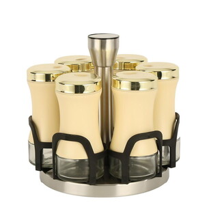 EVDEMA VİTALE KREM  6'LI DÖNERLİ BAHARAT KAVANOZ SAKLAMA SETİ