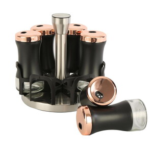 EVDEMA VİTALE SİYAH 6'LI DÖNERLİ BAHARAT KAVANOZ SAKLAMA SETİ