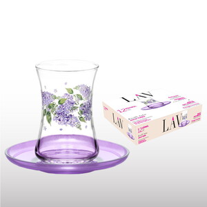  LAV SÜMBÜL DESENLİ 12 PRÇ. ÇAY SETİ