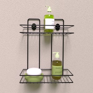 ZENDA METAL 2 KATLI BANYO RAFI SİYAH(VİDALI APARATLI)