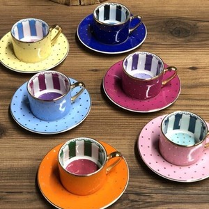  KOVOSA PORSELEN 6'LI KAHVE FİNCAN TAKIMI RENKLİ 