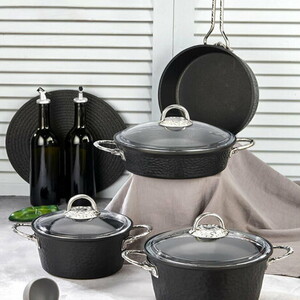  COOKER DÖVME DESEN 7 PARÇA TENCERE SETİ SİYAH