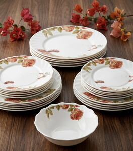 HİLLAND BEGONYA OPAL ÇİÇEKLİ 24 PARÇA YEMEK TAKIMI